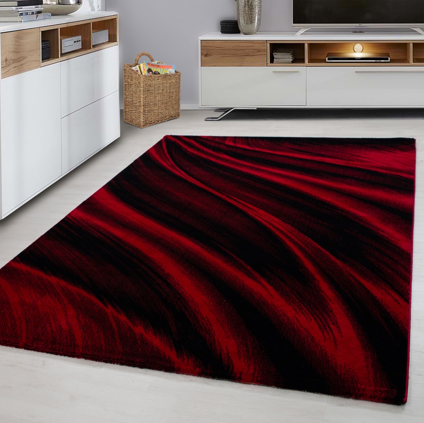 Miami Wave Designer Red Rug